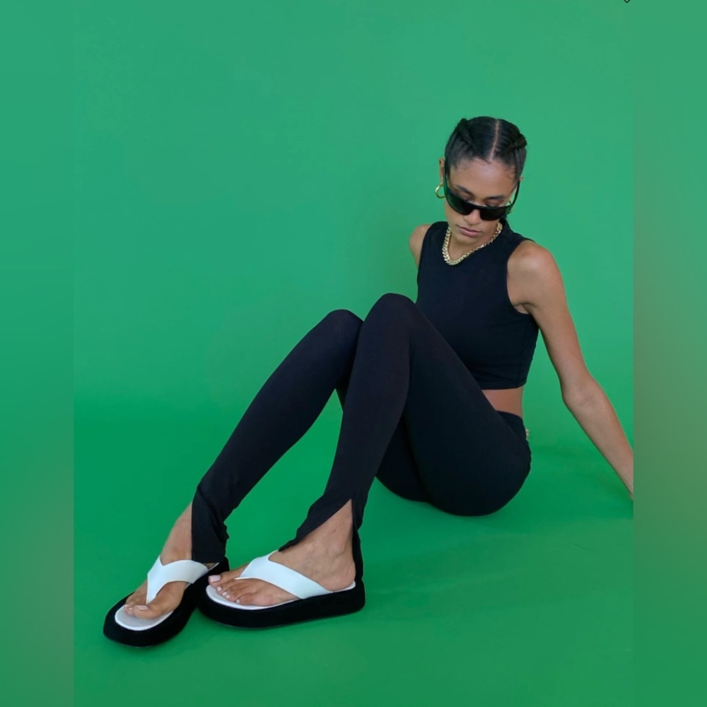 Fold Over Slit Legging Cotton Jersey Weworewhat